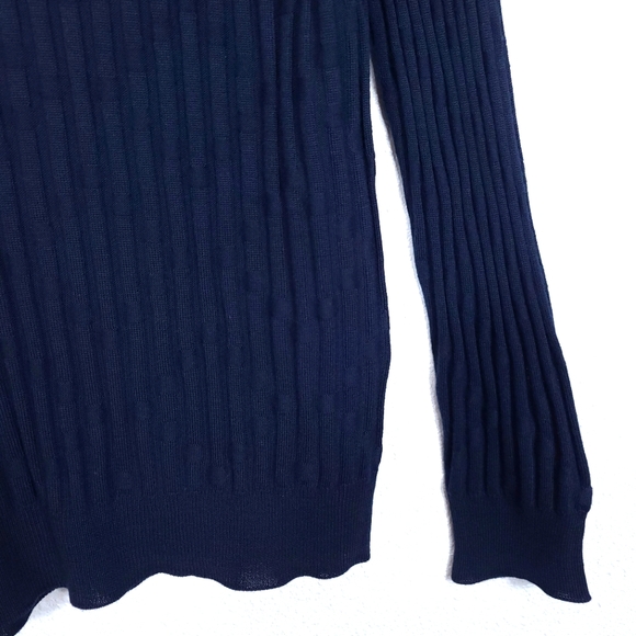 Corneliani Men's Virgin Wool Ribbed Navy Blue Jumper Sweater - Picture 11 of 15